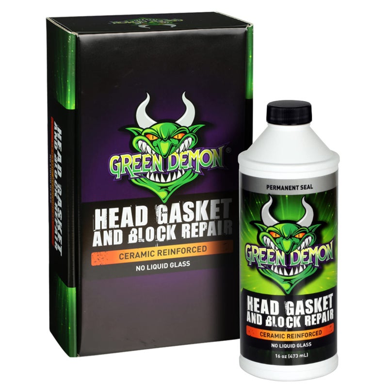GREEN DEMON Head Gasket and Block Repair | Ceramic Reinforced Head Gasket Sealer | Advanced Coolant Leak DIY Permanent Repair | Engine/Cylinder Sealant | for Cars, SUVs, Trucks | 16oz - Image 1